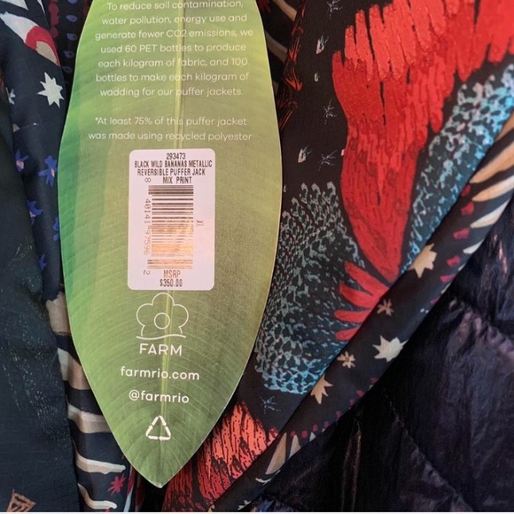 FARM RIO NEW Wild Bananas REVERSIBLE Quilted puffer jacket - Picture 8 of 8